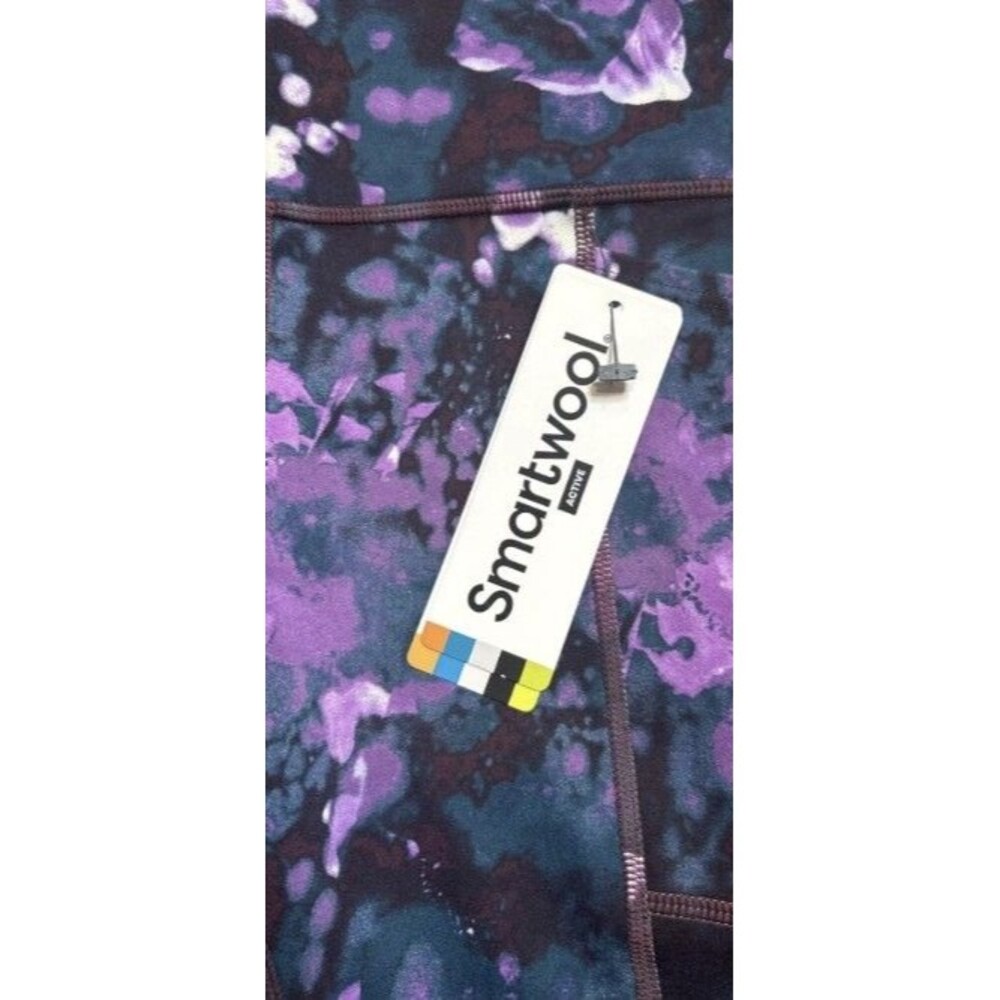 Smartwool Active 7/8 Legging Womens Purple Iris Watercolor WOOL XS NEW $120 REG - Picture 2 of 4